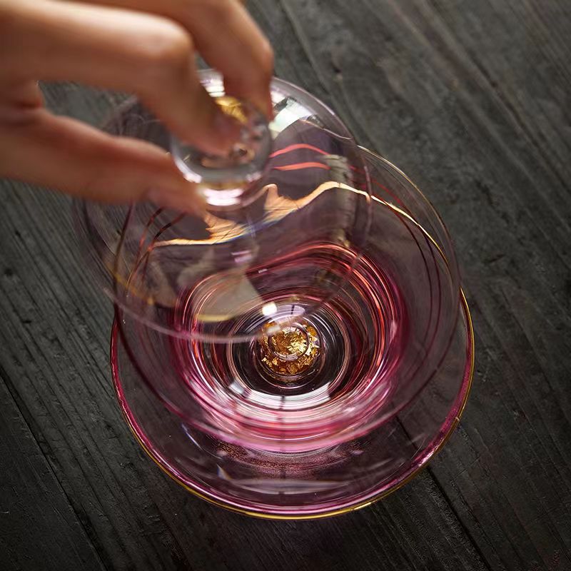 【汀和大福】瓘玉金箔高檔玻璃三才蓋碗