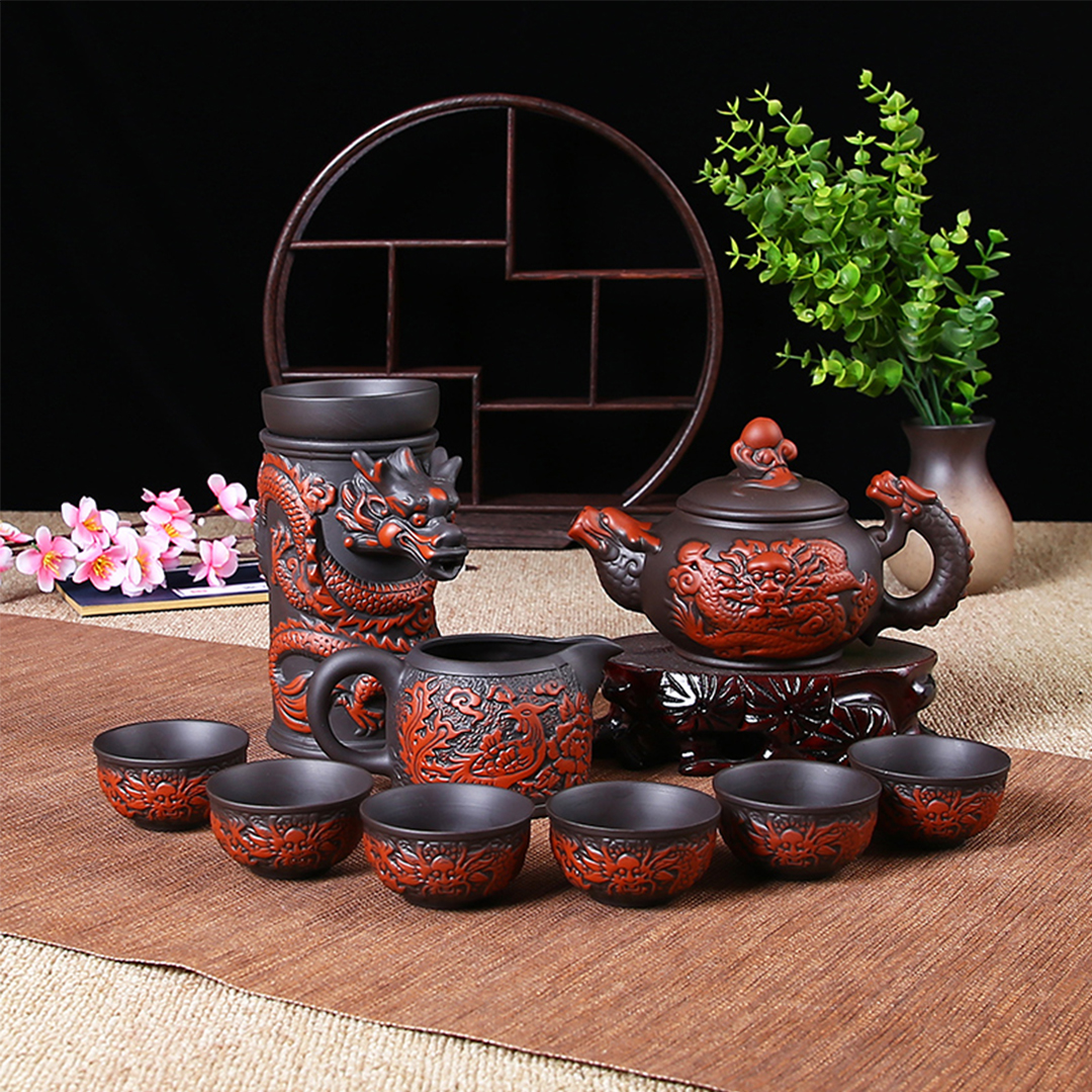 【汀和大福】【新品上市】雙龍出水泡茶器套裝，匠人純手工製造自動功夫套裝泡茶器